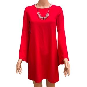 Aqua Red Bell Sleeve A-Line Mini Dress XS NWT